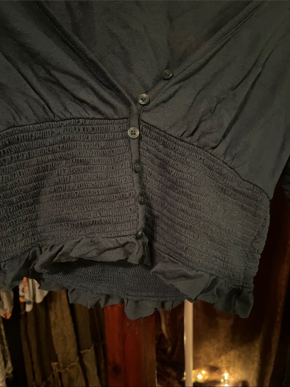Urban Outfitters Teal Ribbed Button-Front Long Sleeve Top - Picture 3 of 5